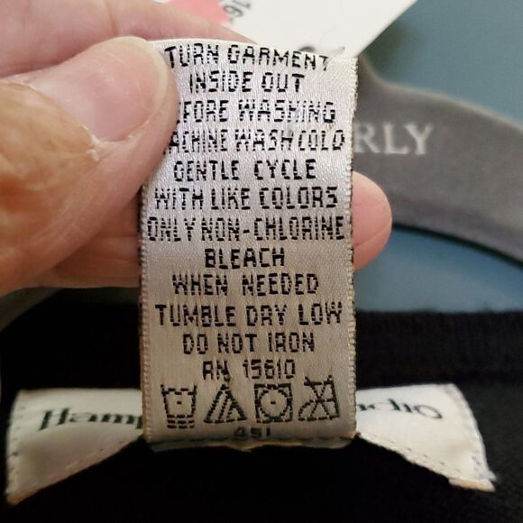 Hampshire Studio black sweater. 3/4 sleeves, bling at sleeves. Size PM. NWT. - Picture 7 of 9